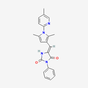 (5Z)-5-{[2,5-dimethyl-1-(5-methylpyridin-2-yl)-1H-pyrrol-3-yl]methylidene}-3-phenylimidazolidine-2,4-dione