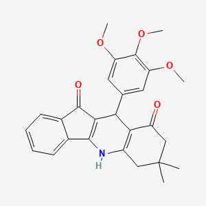 molecular formula C27H27NO5 B11591165 7,7-dimethyl-10-(3,4,5-trimethoxyphenyl)-6,7,8,10-tetrahydro-5H-indeno[1,2-b]quinoline-9,11-dione 