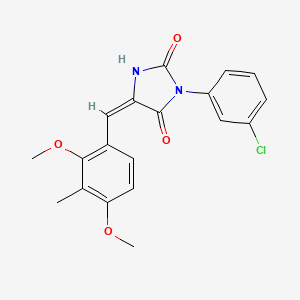 (5E)-3-(3-chlorophenyl)-5-(2,4-dimethoxy-3-methylbenzylidene)imidazolidine-2,4-dione