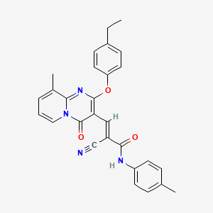 molecular formula C28H24N4O3 B11591176 (2E)-2-cyano-3-[2-(4-ethylphenoxy)-9-methyl-4-oxo-4H-pyrido[1,2-a]pyrimidin-3-yl]-N-(4-methylphenyl)prop-2-enamide 