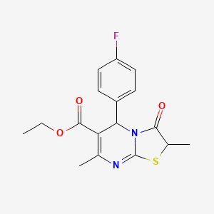 molecular formula C17H17FN2O3S B11591188 5-(4-Fluoro-phenyl)-2,7-dimethyl-3-oxo-2,3-dihydro-5H-thiazolo[3,2-a]pyrimidine- 