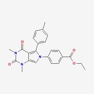 molecular formula C24H23N3O4 B11591209 ethyl 4-[1,3-dimethyl-5-(4-methylphenyl)-2,4-dioxo-1,2,3,4-tetrahydro-6H-pyrrolo[3,4-d]pyrimidin-6-yl]benzoate 