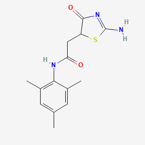 molecular formula C14H17N3O2S B11591215 2-(2-imino-4-oxo-1,3-thiazolidin-5-yl)-N-(2,4,6-trimethylphenyl)acetamide 