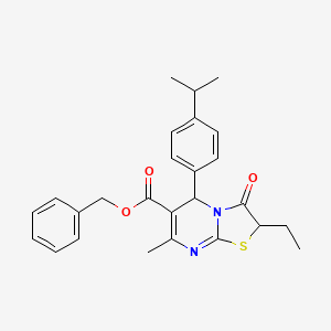 benzyl 2-ethyl-7-methyl-3-oxo-5-[4-(propan-2-yl)phenyl]-2,3-dihydro-5H-[1,3]thiazolo[3,2-a]pyrimidine-6-carboxylate