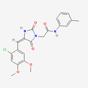 molecular formula C21H20ClN3O5 B11591231 2-[(4E)-4-(2-chloro-4,5-dimethoxybenzylidene)-2,5-dioxoimidazolidin-1-yl]-N-(3-methylphenyl)acetamide 