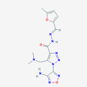 molecular formula C14H17N9O3 B11591242 1-(4-amino-1,2,5-oxadiazol-3-yl)-5-[(dimethylamino)methyl]-N'-[(E)-(5-methylfuran-2-yl)methylidene]-1H-1,2,3-triazole-4-carbohydrazide 