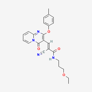 molecular formula C24H24N4O4 B11591279 (2E)-2-cyano-N-(3-ethoxypropyl)-3-[2-(4-methylphenoxy)-4-oxo-4H-pyrido[1,2-a]pyrimidin-3-yl]prop-2-enamide 