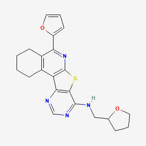 8-(furan-2-yl)-N-(oxolan-2-ylmethyl)-11-thia-9,14,16-triazatetracyclo[8.7.0.02,7.012,17]heptadeca-1,7,9,12,14,16-hexaen-13-amine