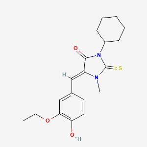 (5Z)-3-cyclohexyl-5-[(3-ethoxy-4-hydroxyphenyl)methylidene]-1-methyl-2-sulfanylideneimidazolidin-4-one