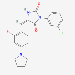 (5E)-3-(3-chlorophenyl)-5-[2-fluoro-4-(pyrrolidin-1-yl)benzylidene]imidazolidine-2,4-dione