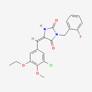 (5E)-5-(3-chloro-5-ethoxy-4-methoxybenzylidene)-3-(2-fluorobenzyl)imidazolidine-2,4-dione