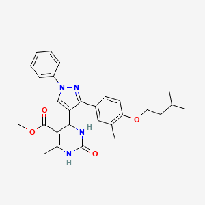 methyl 6-methyl-4-{3-[3-methyl-4-(3-methylbutoxy)phenyl]-1-phenyl-1H-pyrazol-4-yl}-2-oxo-1,2,3,4-tetrahydropyrimidine-5-carboxylate