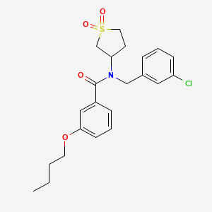 molecular formula C22H26ClNO4S B11591360 3-butoxy-N-(3-chlorobenzyl)-N-(1,1-dioxidotetrahydrothiophen-3-yl)benzamide 