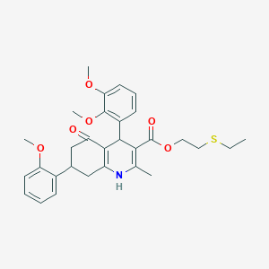 2-(Ethylsulfanyl)ethyl 4-(2,3-dimethoxyphenyl)-7-(2-methoxyphenyl)-2-methyl-5-oxo-1,4,5,6,7,8-hexahydroquinoline-3-carboxylate