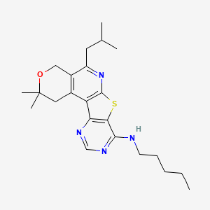 4,4-dimethyl-8-(2-methylpropyl)-N-pentyl-5-oxa-11-thia-9,14,16-triazatetracyclo[8.7.0.02,7.012,17]heptadeca-1(10),2(7),8,12(17),13,15-hexaen-13-amine