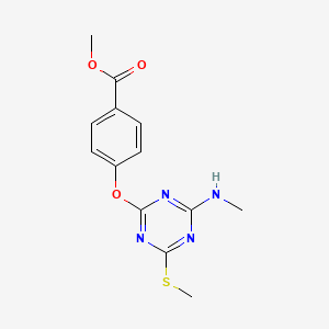 molecular formula C13H14N4O3S B11591388 Methyl 4-{[4-(methylamino)-6-(methylsulfanyl)-1,3,5-triazin-2-yl]oxy}benzoate 