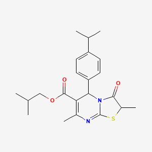 2-methylpropyl 2,7-dimethyl-3-oxo-5-[4-(propan-2-yl)phenyl]-2,3-dihydro-5H-[1,3]thiazolo[3,2-a]pyrimidine-6-carboxylate