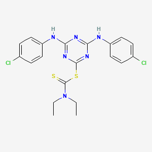 molecular formula C20H20Cl2N6S2 B11591419 4,6-Bis[(4-chlorophenyl)amino]-1,3,5-triazin-2-yl diethylcarbamodithioate 