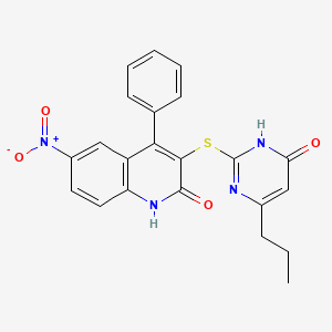 6-nitro-3-[(6-oxo-4-propyl-1,6-dihydropyrimidin-2-yl)sulfanyl]-4-phenylquinolin-2(1H)-one