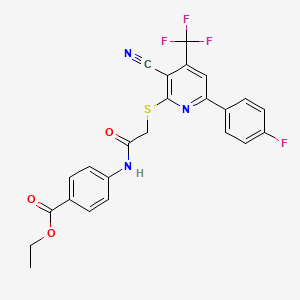 Ethyl 4-[({[3-cyano-6-(4-fluorophenyl)-4-(trifluoromethyl)-2-pyridinyl]sulfanyl}acetyl)amino]benzoate