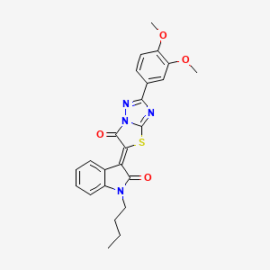 (3Z)-1-butyl-3-[2-(3,4-dimethoxyphenyl)-6-oxo[1,3]thiazolo[3,2-b][1,2,4]triazol-5(6H)-ylidene]-1,3-dihydro-2H-indol-2-one