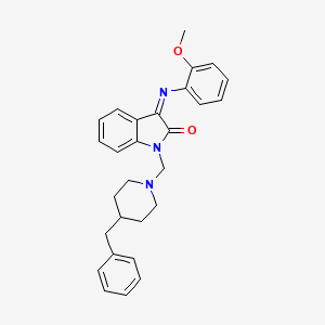 (3E)-1-[(4-Benzylpiperidin-1-YL)methyl]-3-[(2-methoxyphenyl)imino]-2,3-dihydro-1H-indol-2-one