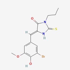 (5Z)-5-[(3-bromo-4-hydroxy-5-methoxyphenyl)methylidene]-3-propyl-2-sulfanylideneimidazolidin-4-one