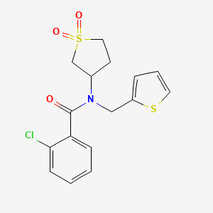 molecular formula C16H16ClNO3S2 B11591559 2-chloro-N-(1,1-dioxidotetrahydrothiophen-3-yl)-N-(thiophen-2-ylmethyl)benzamide 