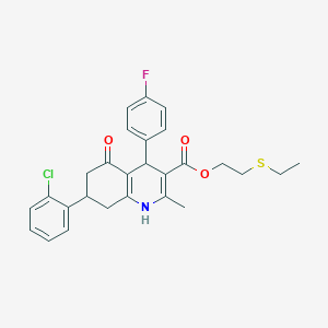 2-(Ethylsulfanyl)ethyl 7-(2-chlorophenyl)-4-(4-fluorophenyl)-2-methyl-5-oxo-1,4,5,6,7,8-hexahydroquinoline-3-carboxylate