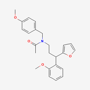 molecular formula C24H27NO4 B11591575 N-[3-(furan-2-yl)-3-(2-methoxyphenyl)propyl]-N-[(4-methoxyphenyl)methyl]acetamide 