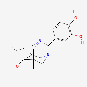 2-(3,4-Dihydroxyphenyl)-5-methyl-7-propyl-1,3-diazatricyclo[3.3.1.1~3,7~]decan-6-one