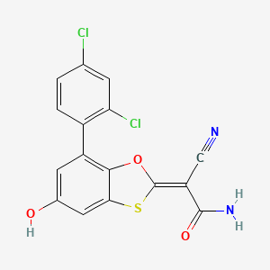 (2Z)-2-cyano-2-[7-(2,4-dichlorophenyl)-5-hydroxy-1,3-benzoxathiol-2-ylidene]ethanamide