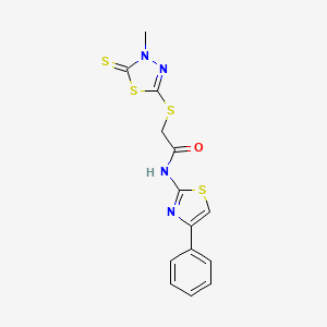 2-[(4-methyl-5-thioxo-4,5-dihydro-1,3,4-thiadiazol-2-yl)sulfanyl]-N-(4-phenyl-1,3-thiazol-2-yl)acetamide