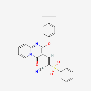 (2E)-3-[2-(4-tert-butylphenoxy)-4-oxo-4H-pyrido[1,2-a]pyrimidin-3-yl]-2-(phenylsulfonyl)prop-2-enenitrile