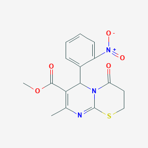 molecular formula C16H15N3O5S B11591646 methyl 8-methyl-6-(2-nitrophenyl)-4-oxo-2H,3H,4H,6H-pyrimido[2,1-b][1,3]thiazine-7-carboxylate 