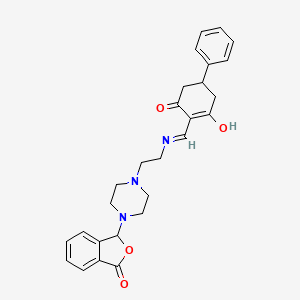 molecular formula C27H29N3O4 B11591696 2-[({2-[4-(3-Oxo-1,3-dihydro-2-benzofuran-1-yl)piperazin-1-yl]ethyl}amino)methylidene]-5-phenylcyclohexane-1,3-dione 