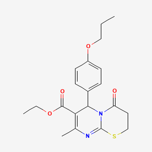 ethyl 8-methyl-4-oxo-6-(4-propoxyphenyl)-2H,3H,4H,6H-pyrimido[2,1-b][1,3]thiazine-7-carboxylate