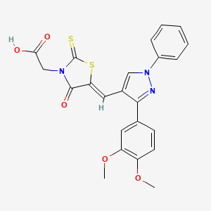 2-[(5Z)-5-[[3-(3,4-dimethoxyphenyl)-1-phenylpyrazol-4-yl]methylidene]-4-oxo-2-sulfanylidene-1,3-thiazolidin-3-yl]acetic acid