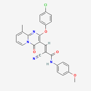 (2E)-3-[2-(4-chlorophenoxy)-9-methyl-4-oxo-4H-pyrido[1,2-a]pyrimidin-3-yl]-2-cyano-N-(4-methoxyphenyl)prop-2-enamide