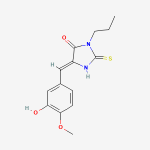 molecular formula C14H16N2O3S B11591960 (5Z)-5-[(3-hydroxy-4-methoxyphenyl)methylidene]-3-propyl-2-sulfanylideneimidazolidin-4-one 