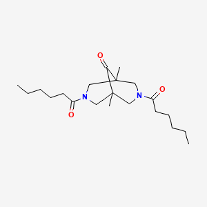 molecular formula C21H36N2O3 B11592010 3,7-Dihexanoyl-1,5-dimethyl-3,7-diazabicyclo[3.3.1]nonan-9-one 