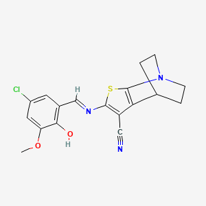 2-{[(E)-(5-chloro-2-hydroxy-3-methoxyphenyl)methylidene]amino}-5,6-dihydro-4H-4,7-ethanothieno[2,3-b]pyridine-3-carbonitrile