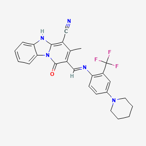 1-hydroxy-3-methyl-2-[(E)-{[4-(piperidin-1-yl)-2-(trifluoromethyl)phenyl]imino}methyl]pyrido[1,2-a]benzimidazole-4-carbonitrile