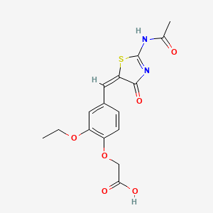 molecular formula C16H16N2O6S B11592054 (4-{(E)-[2-(acetylamino)-4-oxo-1,3-thiazol-5(4H)-ylidene]methyl}-2-ethoxyphenoxy)acetic acid 