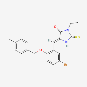 molecular formula C20H19BrN2O2S B11592070 (5Z)-5-({5-Bromo-2-[(4-methylphenyl)methoxy]phenyl}methylidene)-3-ethyl-2-sulfanylideneimidazolidin-4-one 