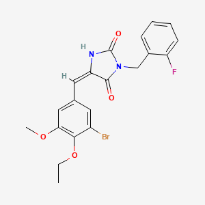 molecular formula C20H18BrFN2O4 B11592128 (5E)-5-(3-bromo-4-ethoxy-5-methoxybenzylidene)-3-(2-fluorobenzyl)imidazolidine-2,4-dione 