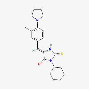 molecular formula C21H27N3OS B11592140 (5Z)-3-cyclohexyl-5-[3-methyl-4-(pyrrolidin-1-yl)benzylidene]-2-thioxoimidazolidin-4-one 