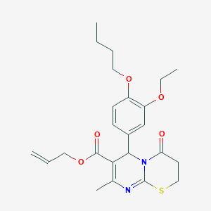 molecular formula C24H30N2O5S B11592143 prop-2-en-1-yl 6-(4-butoxy-3-ethoxyphenyl)-8-methyl-4-oxo-3,4-dihydro-2H,6H-pyrimido[2,1-b][1,3]thiazine-7-carboxylate 