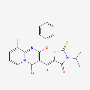 molecular formula C22H19N3O3S2 B11592170 3-[(Z)-(3-isopropyl-4-oxo-2-thioxo-1,3-thiazolidin-5-ylidene)methyl]-9-methyl-2-phenoxy-4H-pyrido[1,2-a]pyrimidin-4-one 