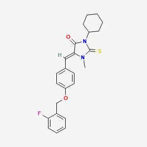 (5Z)-3-cyclohexyl-5-{4-[(2-fluorobenzyl)oxy]benzylidene}-1-methyl-2-thioxoimidazolidin-4-one